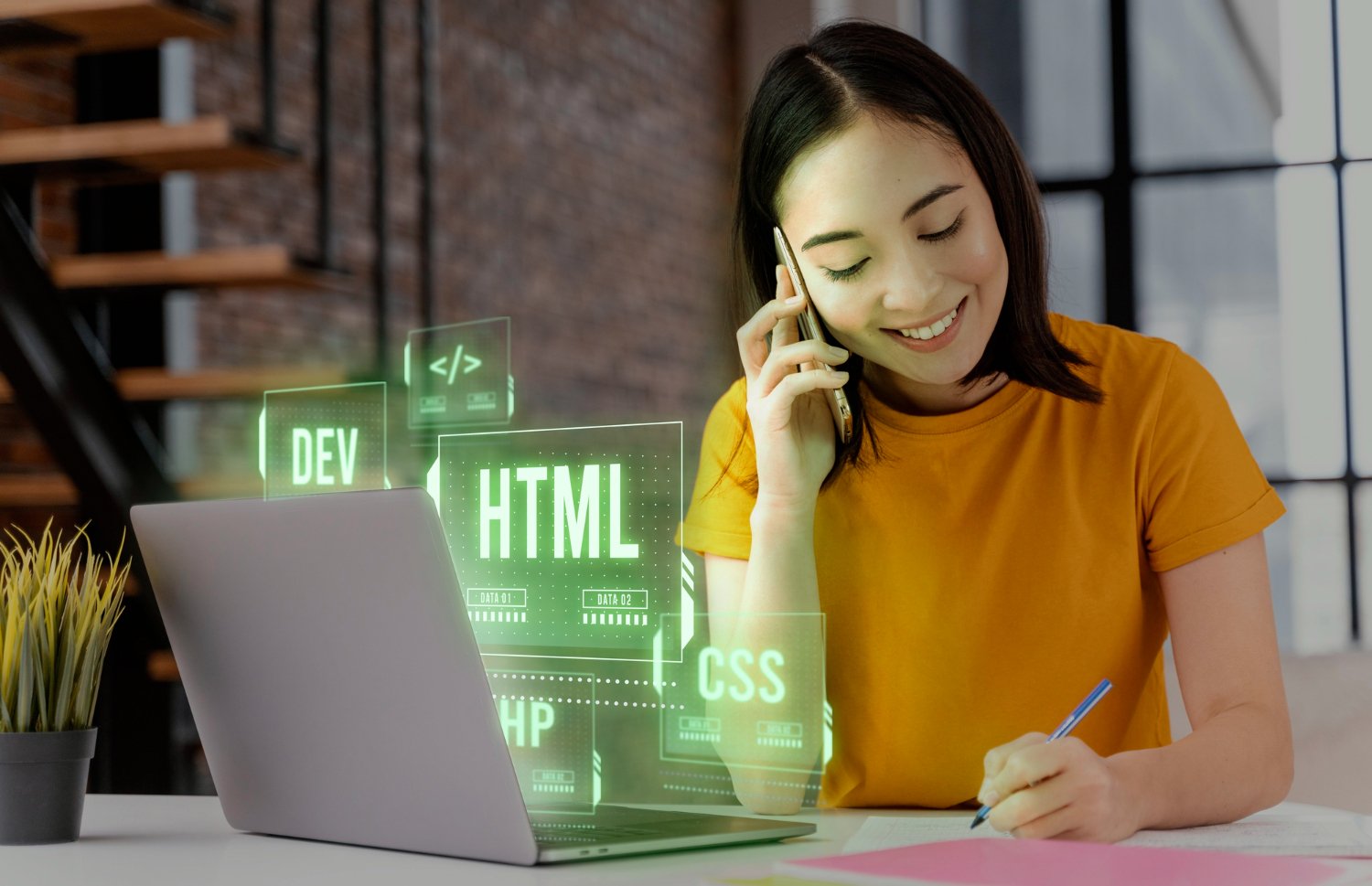 programming background collage with coding screens and web development technology