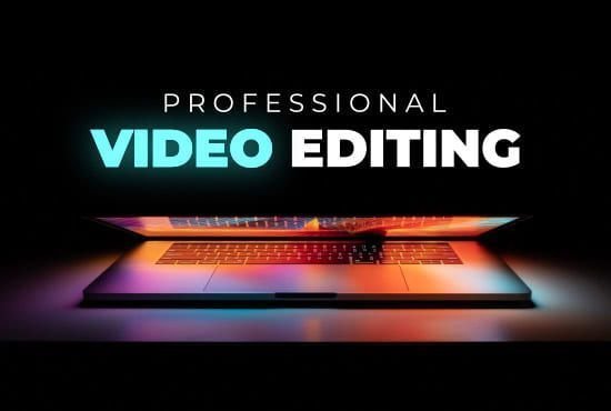 Professional video editing services showing content creator filming and editing video on computer software.