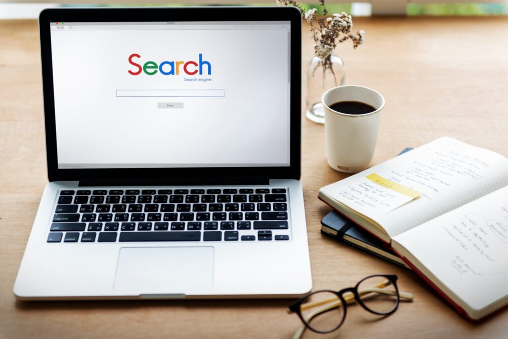 search engine optimization concept with laptop charts and marketing strategy